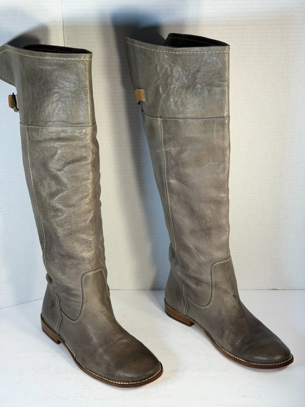 Women's size 9 Tall Frye Gray Leather Boots